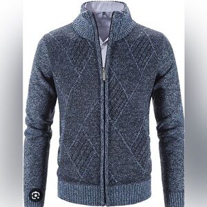 VtuAOL Zip-Up Knit Fleece Lined Sweater‎